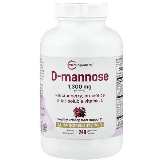 Основне фото товару D-Mannose With Cranberry Probiotics & Fat-Soluble, Д-манноза,