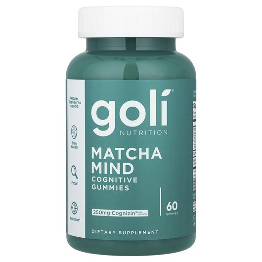 Основное фото товара Goli Nutrition, Чай Матча, Matcha Mind Cognitive Gummies, 60 табл