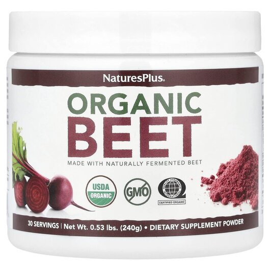 Основне фото товару Natures Plus, Organic Beet, Червоний буряк, 240 г