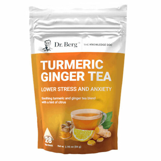 Основне фото товару Dr. Berg, Turmeric Ginger Tea, Куркумін, 84 г