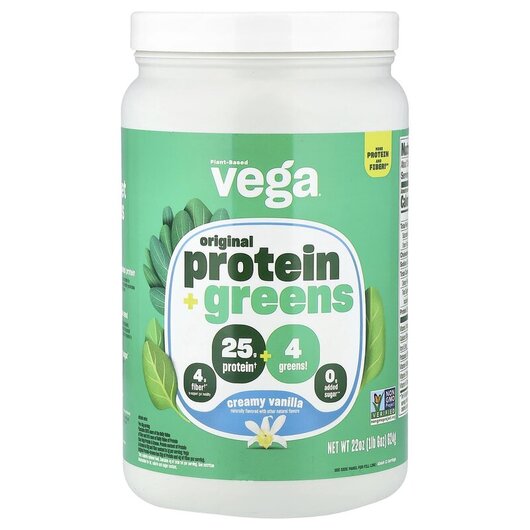 Основне фото товару Vega, Premium Protein + Supergreens Creamy Vanilla, Протеїн, 624 