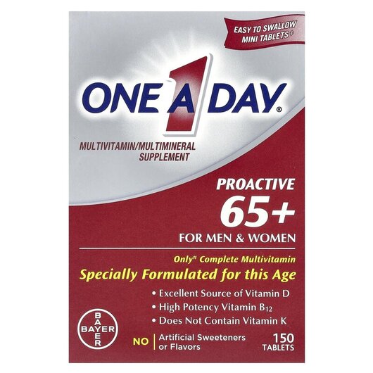 Основне фото товару Proactive 65+ Multivitamin/Multimineral Supplement For Men & Women Основне фото товару Proactive 65+ Multivitamin/Multimineral Supplement, Мультивітамін