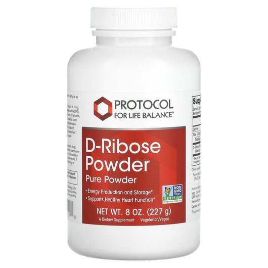 Основное фото товара D-Ribose Powder Основное фото товара Protocol for Life Balance, D-рибоза, D-Ribose Powder, 227 г