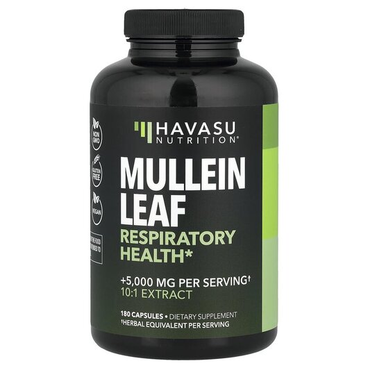 Основне фото товару Mullein Leaf 500 mg Основне фото товару Havasu Nutrition, Mullein Leaf 500 mg, Лист коров'яку, 180 к