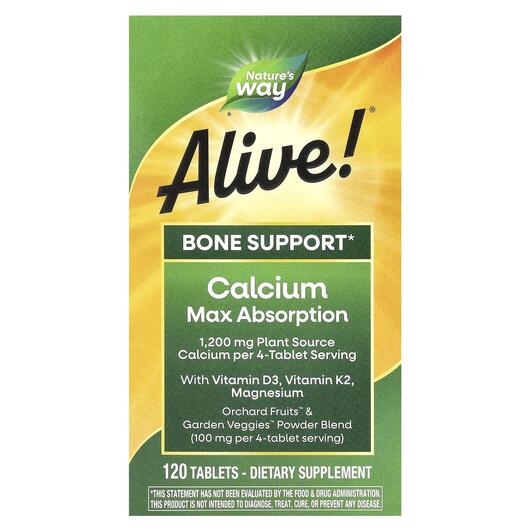 Основное фото товара Alive! Calcium Max Absorption Bone Formula Основное фото товара Nature's Way, Поглощение кальция, Calcium Max Absorption, 12