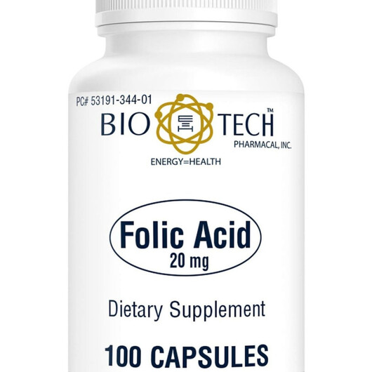 Основне фото товару Folic Acid Основне фото товару Bio-Tech Pharmacal, Folic Acid, Вітамін B9 Фолієва кислота, 100 к