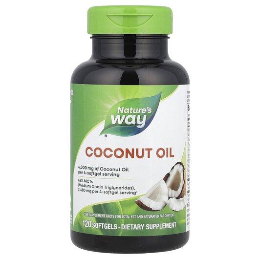 Основное фото товара Кокосовое масло, Coconut Oil Pure Extra Virgin 1000 mg, 120 капсу