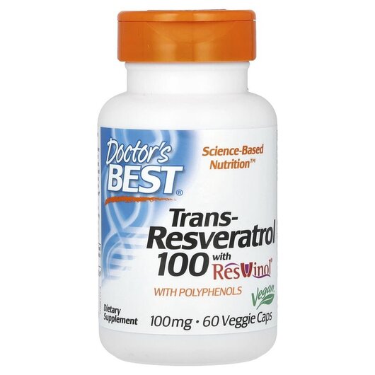 Основне фото товару Trans-Resveratrol 100 100 mg Основне фото товару Trans-Resveratrol 100 mg, Транс-Ресвератрол 100 мг, 60 капсул