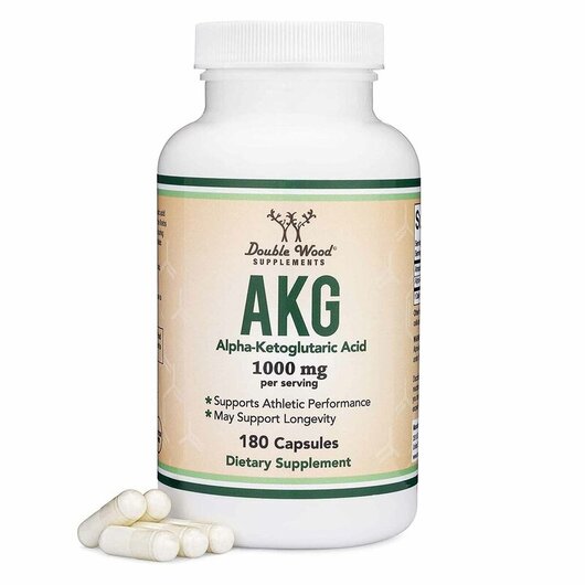 Основне фото товару AKG Alpha Ketoglutaric Acid 1000 mg Основне фото товару Double Wood, AKG 1000 mg, АКГ 1000 мг, 180 капсул