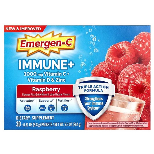 Основне фото товару Immune+ Vitamin C + Vitamin D & Zinc Raspberry 30 Packets Основне фото товару Immune+ Vitamin C + Vitamin D & Zinc Raspberry, Підтримка іму