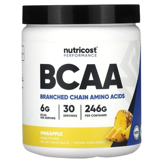 Основне фото товару Performance BCAA Pineapple Основне фото товару Nutricost, Performance BCAA Pineapple, БЦАА, 246 г