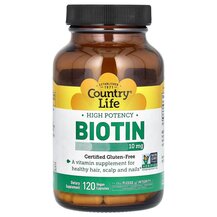 Вітамін B7 Біотин Biotin High Potency 10 mg Country Life