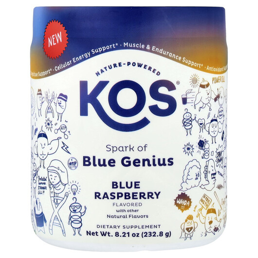 Основне фото товару KOS, Spark of Blue Genius Blue Raspberry, Підтримка мозку, 232.8 
