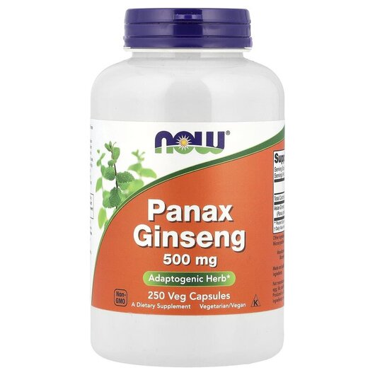 Основное фото товара Panax Ginseng 500 mg Основное фото товара NOW Foods, Женьшень 500 мг, Panax Ginseng 500 mg, 250 капсул