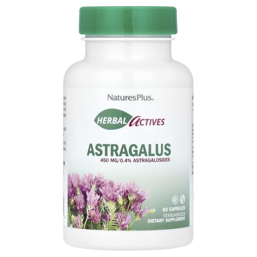 Основне фото товару Natures Plus, Herbal Actives Astragalus 450 mg, Астрагал, 60 капс