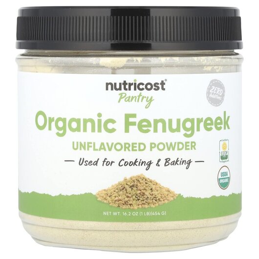 Основне фото товару Nutricost, Pantry Organic Fenugreek Powder Unflavored, Пажитник, 