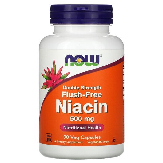 Основне фото товару Flush-Free Niacin Double Strength 500 mg Основне фото товару NOW Foods, Niacin Double Strength 500 mg, Ніацин 500 мг, 90 капсу
