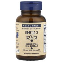Омега 3 Wild Alaskan Fish Oil Vitamin K2 Wiley's Finest