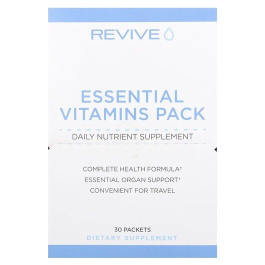 Основне фото товару Essential Vitamins Pack Основне фото товару Revive, Essential Vitamins Pack, Вітаміни, 30 шт