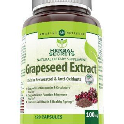 Основне фото товару Herbal Secrets Grapeseed Extract Основне фото товару Amazing Nutrition, Herbal Secrets Grapeseed Extract, Трави, 120 к