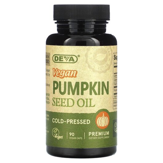 Основное фото товара Deva, Тыквенное масло, Vegan Pumpkin Seed Oil, 90 капсул