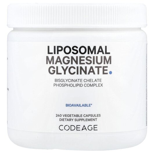 Основне фото товару CodeAge, Liposomal Magnesium Glycinate, Гліцинат магнію, 240 капс