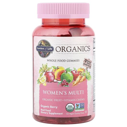Основное фото товара MyKind Organics Women's Multi Organic Berry Основное фото товара Жевательные витамины для женщин, Women's Multi, 120 конфет