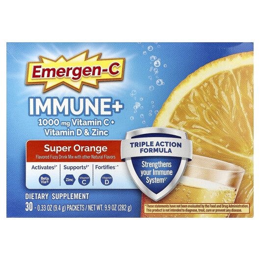 Основне фото товару Immune+ Vitamin C + Vitamin D & Zinc Super Orange, Підтримка 