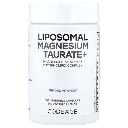 Основне фото товару Liposomal Magnesium Taurate+ Основне фото товару CodeAge, Liposomal Magnesium Taurate+, Магній Таурат, 120 капсул