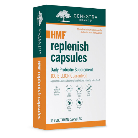 Основне фото товару HMF Replenish Capsules Основне фото товару Genestra, HMF Replenish Capsules, Пробіотики, 14 капсул