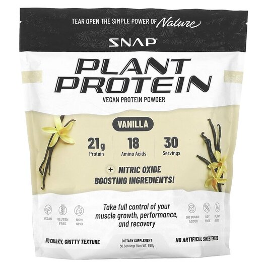 Основне фото товару Plant Protein with Nitric Oxide Booster Vanilla, Органічний Проте