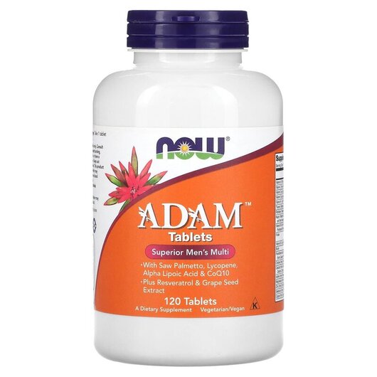 Основне фото товару ADAM Superior Men's Multi Основне фото товару NOW Foods, ADAM Tablets Men's, Вітаміни для чоловіків, 120 т