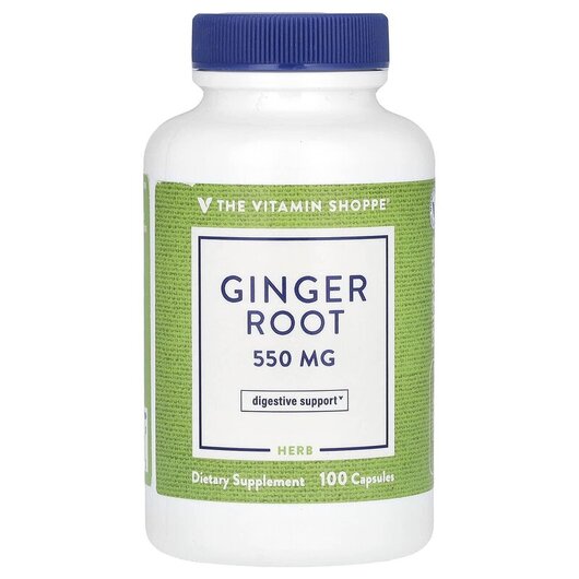 Основне фото товару TheVitaminShoppe, Ginger Root 550 mg, Корінь Імбиру, 100 капсул