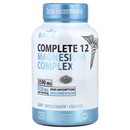 Основное фото товара Complete 12 Magnesium Complex Основное фото товара Nutri, Магний, Complete 12 Magnesium Complex, 120 капсул