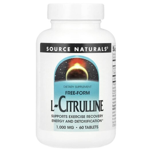 Основное фото товара L-Citrulline 1000 mg Основное фото товара Source Naturals, L-Цитруллин, L-Citrulline 1000 mg, 60 таблеток