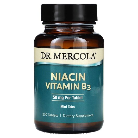 Основне фото товару Niacin Vitamin B3 50 mg Основне фото товару Dr. Mercola, Niacin Vitamin B3 50 mg, Вітамін B3 Ніацин, 270 табл