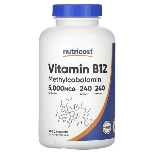 Основное фото товара Vitamin B12 5000 mcg Основное фото товара Nutricost, Витамин B1 Тиамин, Vitamin B12 5000 mcg, 240 капсул