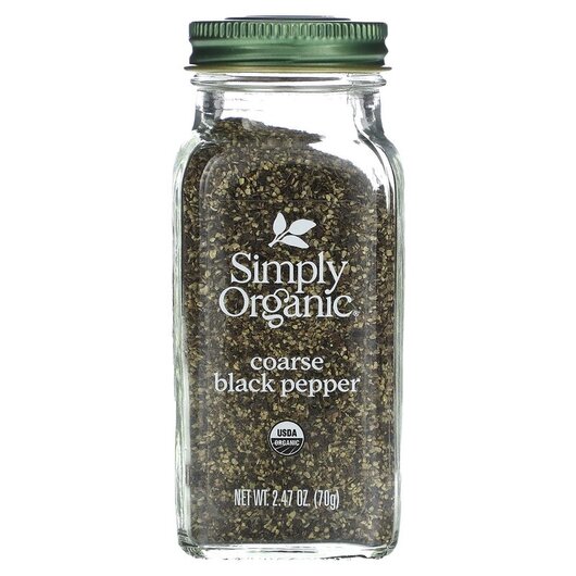 Основне фото товару Coarse Black Pepper Основне фото товару Simply Organic, Coarse Black Pepper, Спеції, 70 г