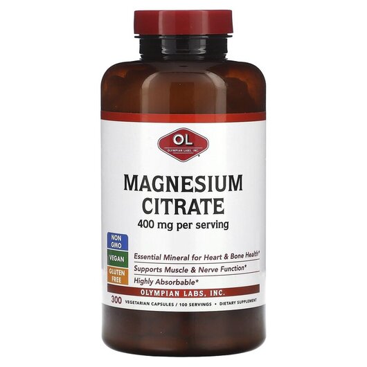 Основное фото товара Magnesium Citrate 133 mg Основное фото товара Olympian Labs, Магний, Magnesium Citrate 133 mg, 300 капсул