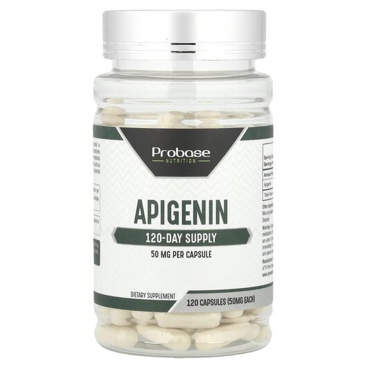 Основне фото товару Apigenin 50 mg Основне фото товару Probase Nutrition, Apigenin 50 mg, Апігенін, 120 капсул