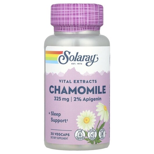 Основне фото товару Solaray, Vital Extracts Chamomile 325 mg, Ромашка, 30 капсул