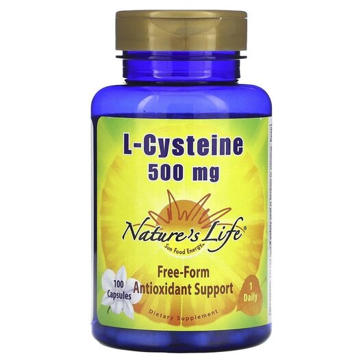 Основне фото товару Natures Life, L-Cysteine 500 mg, L-Цистеїн, 100 капсул
