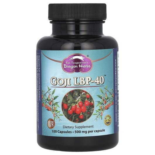 Основне фото товару Dragon Herbs, Goji LBP-40 500 mg, Трави, 100 капсул