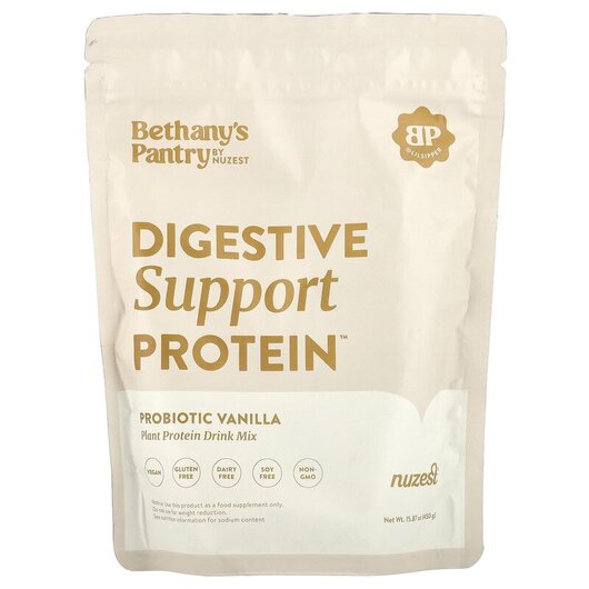 Основне фото товару Digestive Support Protein Plant Protein Drink Mix Probiotic Vanilla Основне фото товару Nuzest, Protein Plant Protein Vanilla, Протеїн, 450 г
