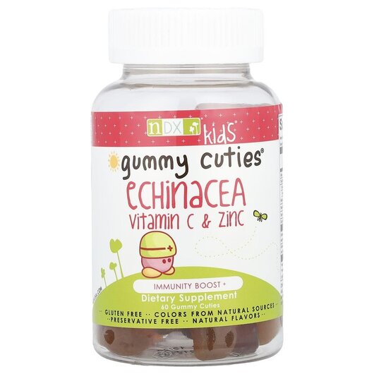 Основне фото товару Gummy Cuties Kids Echinacea Vitamin C Zinc Основне фото товару Gummy Cuties Kids Echinacea Vitamin C Zinc, Ехінацея, 60 штук