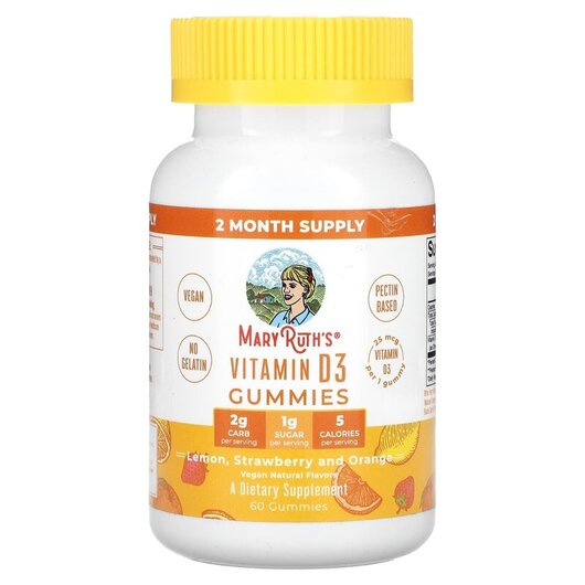Основное фото товара Vitamin D3 Gummies Lemon Strawberry and Orange 25 mcg Основное фото товара Vitamin D3 Gummies Lemon Strawberry and Orange, Витамин D3, 60 та
