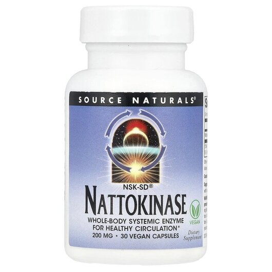 Основне фото товару Source Naturals, NSK-SD Nattokinase 200 mg, Наттокіназа, 30 капсу