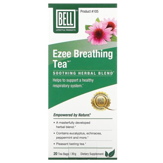 Основне фото товару Ezee Breathing Tea Soothing Herbal Blend 20, Органічний Чай, 1.5 