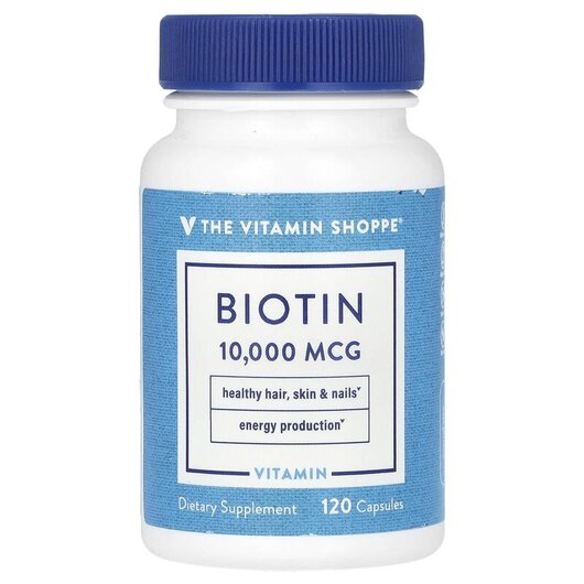 Основное фото товара TheVitaminShoppe, Витамин B7 Биотин, Biotin 10000 mcg, 120 капсул