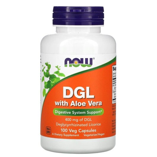 Основне фото товару DGL with Aloe Vera 400 mg Основне фото товару NOW Foods, DGL with Aloe Vera, Лакриця, 100 капсул